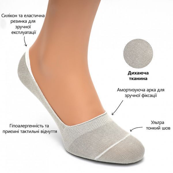 Набір 4 пари безшовних дихаючих слідів з силіконом ORGANIC cotton JILL ANTONY 35-37 women's 31003 фото