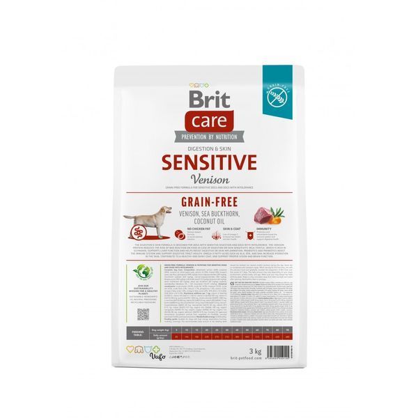 Корм сухий Brit Care Dog Grain-free Sensitive для собак з чутливим травленням та харчовою непереносимістю беззерновий з олениною 8595602559145 8595602559145 фото