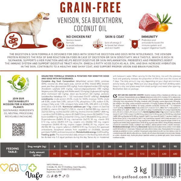 Корм сухий Brit Care Dog Grain-free Sensitive для собак з чутливим травленням та харчовою непереносимістю беззерновий з олениною 8595602559145 8595602559145 фото