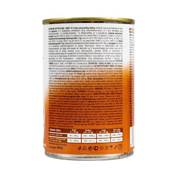 Корм вологий Brit Care Pate and Meat для дорослих собак з кроликом 400 г 8595602557424 100863/100076/0311 фото