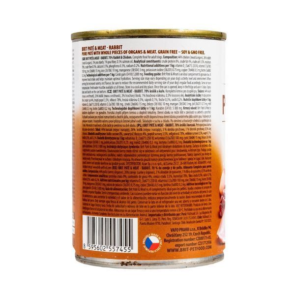 Корм вологий Brit Care Pate and Meat для дорослих собак з кроликом 400 г 8595602557424 100863/100076/0311 фото