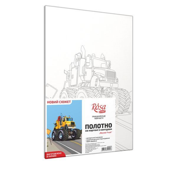 Полотно на картоні з контуром, &bdquo;Мonster Тruck&ldquo;, 20х30, бавовна, акрил, ROSA START GPA283158 4823098522928 4823098522928 фото