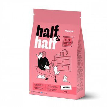 Корм сухий HalfHalf для кошенят з яловичиною 8 кг 20796 фото