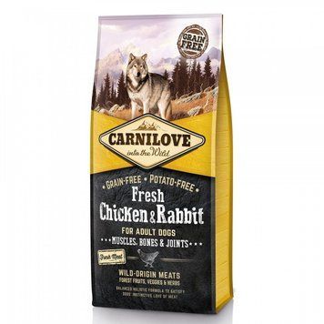 Корм сухий Carnilove Fresh Chicken and Rabbit for Adult dogs для дорослих собак усіх порід з куркою та кроликом 12 кг 8595602527526 170868/7526 фото
