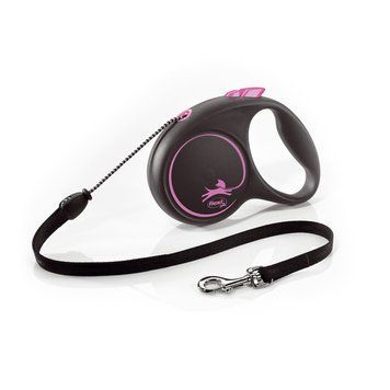 Повідець-рулетка Flexi для собак Black Design трос рожева розмір M 5 м/20 кг 4000498033418 4000498033418 фото