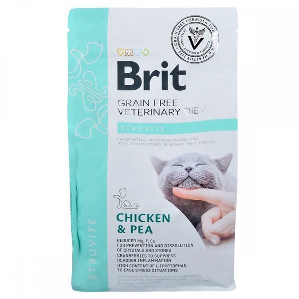 Корм сухий Brit Grain Free VetDiet Cat Struvite для котів з сечокам'яною хворобою з куркою та горохом 2 кг 170954/528271 фото