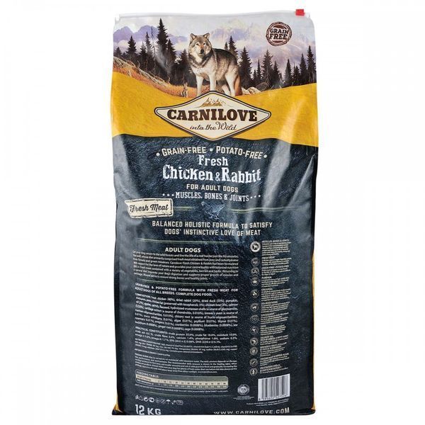 Корм сухий Carnilove Fresh Chicken and Rabbit for Adult dogs для дорослих собак усіх порід з куркою та кроликом 12 кг 8595602527526 170868/7526 фото
