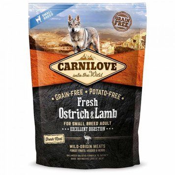 Корм сухий Carnilove Fresh Ostrich and Lamb for Small Breed Dogs для дорослих собак дрібних порід зі страусом та ягнятиною 8595602527472 170869/7472 фото