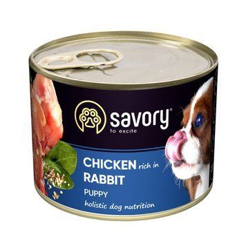 Корм вологий Savory Dog All breeds Puppy Chicken rich in Rabbit паштет для цуценят усіх порід з кроликом 200 г 4820232630563 4820232631041 фото