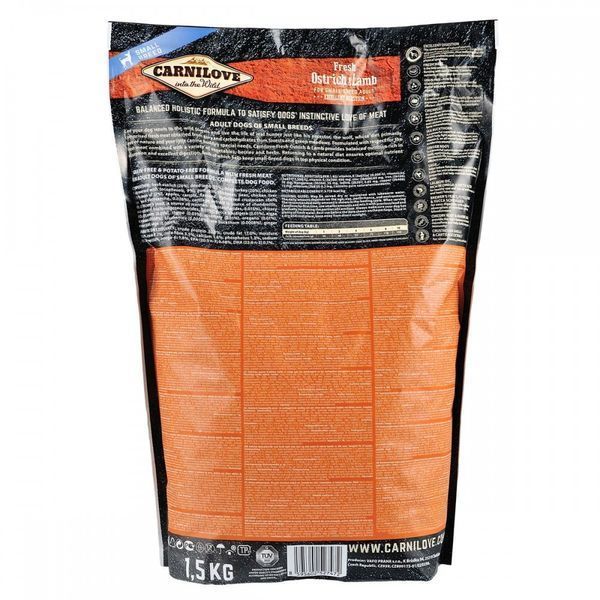 Корм сухий Carnilove Fresh Ostrich and Lamb for Small Breed Dogs для дорослих собак дрібних порід зі страусом та ягнятиною 8595602527472 170869/7472 фото