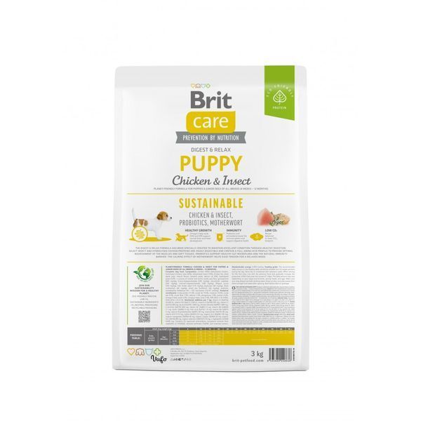 Корм сухий Brit Care Dog Sustainable Puppy для цуценят з куркою та комахами 3 кг 8595602558636 8595602558636 фото