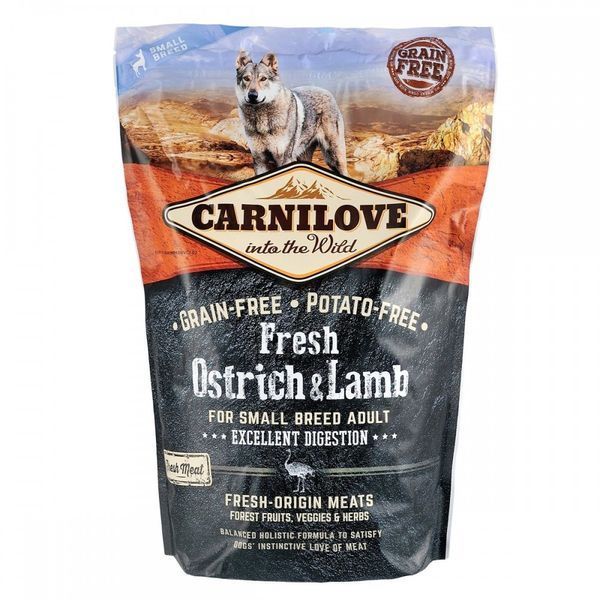 Корм сухий Carnilove Fresh Ostrich and Lamb for Small Breed Dogs для дорослих собак дрібних порід зі страусом та ягнятиною 8595602527472 170869/7472 фото