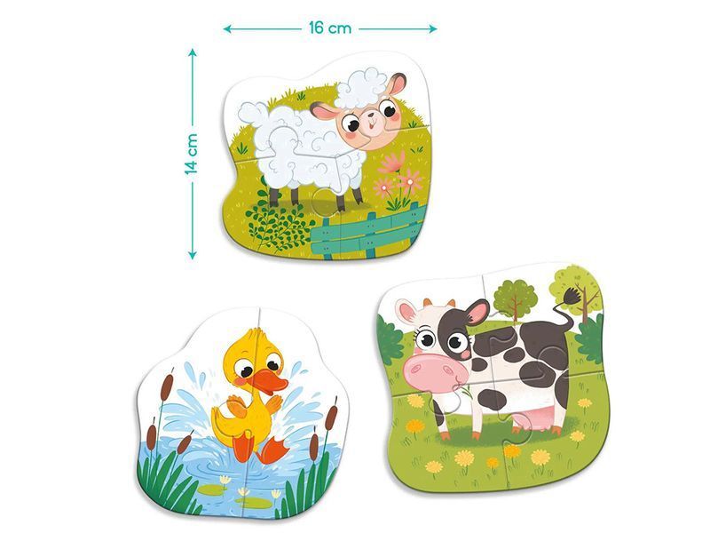 Пазл 3в1 Dodo "Cільські тварини" 1.5+ 300393 фото