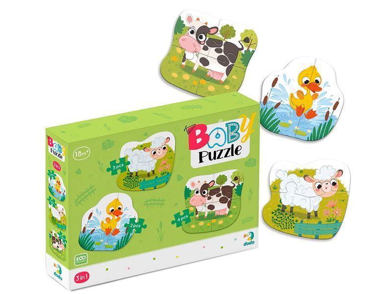 Пазл 3в1 Dodo "Cільські тварини" 1.5+ 300393 фото