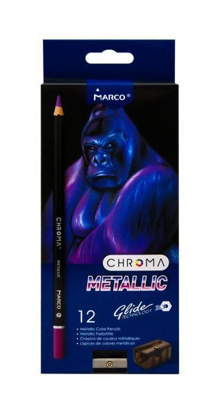 Набір шестигранних олівців "Metallic. Chroma" 12 кольорів з металічним блиском та точилкою 1033-12CB фото
