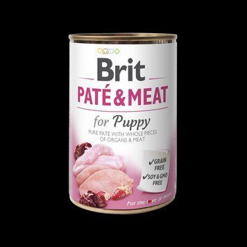Корм вологий Brit Care Pate and Meat для цуценят з куркою та індичкою 400 г 8595602530328 100862/100079/0335 фото
