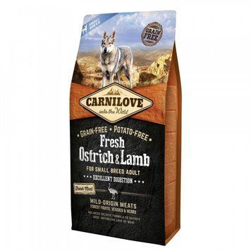 Корм сухий Carnilove Fresh Ostrich and Lamb for Small Breed Dogs для дорослих собак дрібних порід зі страусом та бараниною 8595602527496 170870/7496 фото