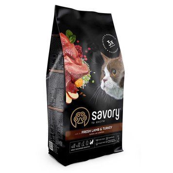 Корм сухий Savory Adult Cat Sensitive Digestion Fresh Lamb and Turkey для дорослих котів з чутливим травленням з ягнятиною 4820232630082 фото