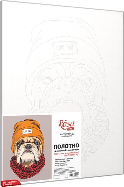 Полотно на картоні з контуром, &bdquo;Pop Art Cool Dog&ldquo;, 30х40, бавовна, акрил, ROSA START GPA284314 4823098512233 4823098512233 фото
