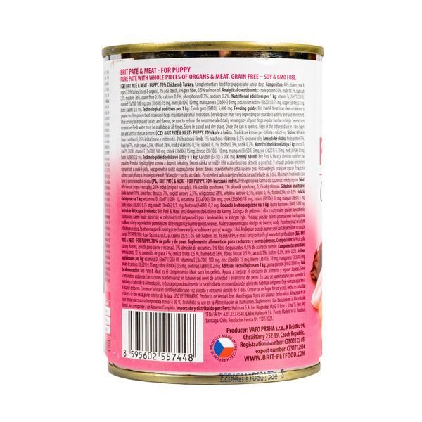 Корм вологий Brit Care Pate and Meat для цуценят з куркою та індичкою 400 г 8595602530328 100862/100079/0335 фото