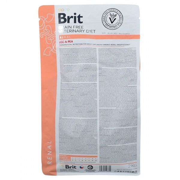 Корм сухий Brit Grain Free VetDiet Cat Renal для котів з захворюванням нирок з яйцем та горохом 2 кг 170957/528325 фото