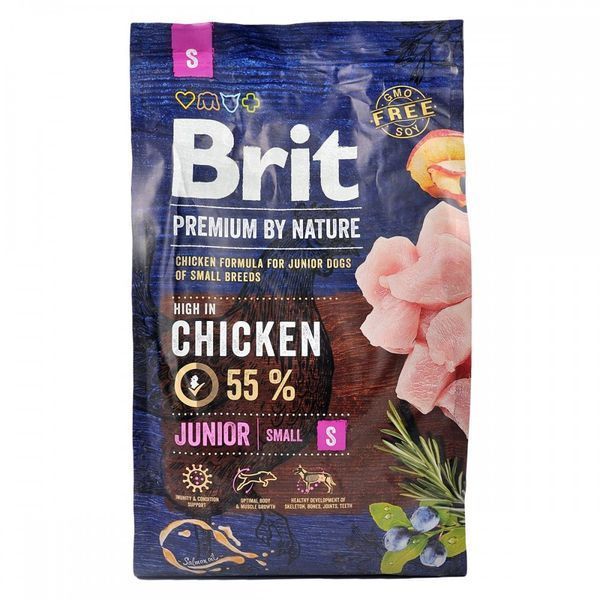 Корм сухий Brit Premium Dog Junior S для молодих собак дрібних порід від 1 до 12 місяців вагою 1-10 кг з куркою 3 кг 8595602526260 170807/6260 фото