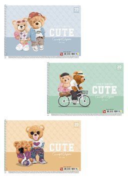 Комплект 3 шт. альбомів для малювання cute. Альбом Школярик 20 арк. 120г/м2 8017 PB-SC-020-8017 4823088243918 4823088243918_2 фото
