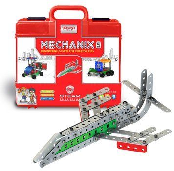 Металевий конструктор розвиваючий у пластиковому кейсі MECHANIX №5 (300 елм./25 моделей) Zephyr 8904136010723 1072 8904136010723 фото