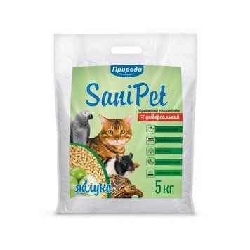 Наповнювач Природа Sani Pet Яблуко гігієнічний для котячих туалетів деревинний 5 кг PR240794 яблоко 5кг PR240794 яблоко 5кг фото