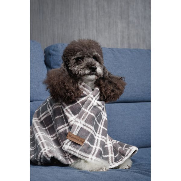 Плед Pet Fashion Bliss 2 для собак і котів плюш сірий картатий 70.5х94 см 4823082441310 4823082441310 фото