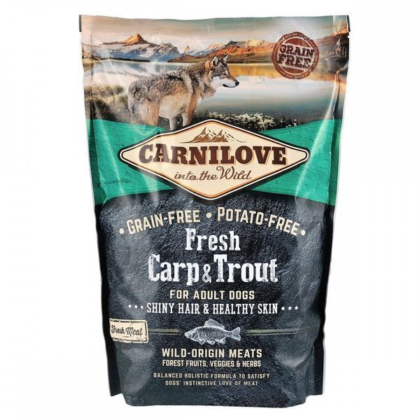 Корм сухий Carnilove Fresh Carp and Trout for Adult dogs для дорослих собак усіх порід з коропом та фореллю 1,5 кг 8595602527533 170871/7533 фото