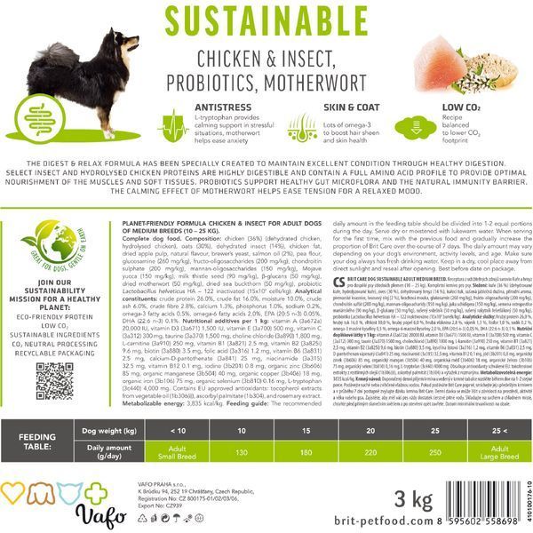 Корм сухий Brit Care Dog Sustainable Adult Medium Breed для дорослих собак середніх порід з куркою та комахами 3 кг 8595602558698 8595602558698 фото