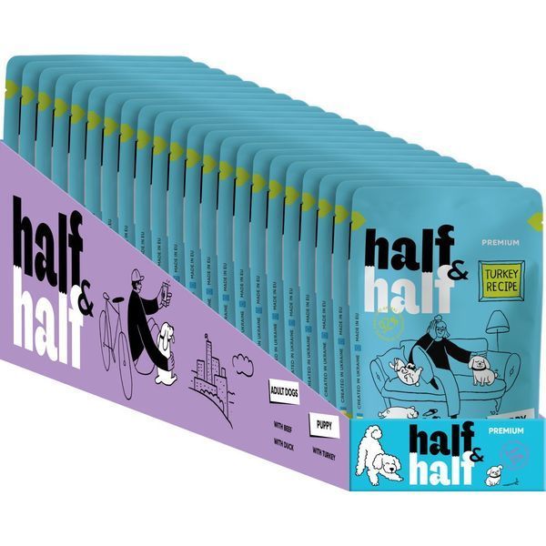Корм вологий Half&Half Turkey in Gravy for Puppy шматочки індички в соусі для цуценят 100 г 4820261921212 фото