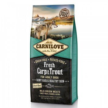 Корм сухий Carnilove Fresh Carp and Trout for Adult dogs для дорослих собак усіх порід з коропом та фореллю 12 кг 8595602527557 170872/7557 фото