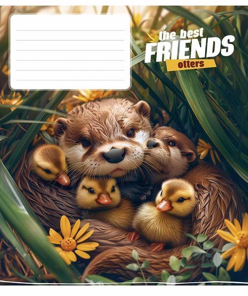 Комплект 5 шт учнівських зошитів The best friends. Зошит Школярик 12 арк. у косу лінію 3434 4820006473204 4820006470456_012-3434C фото