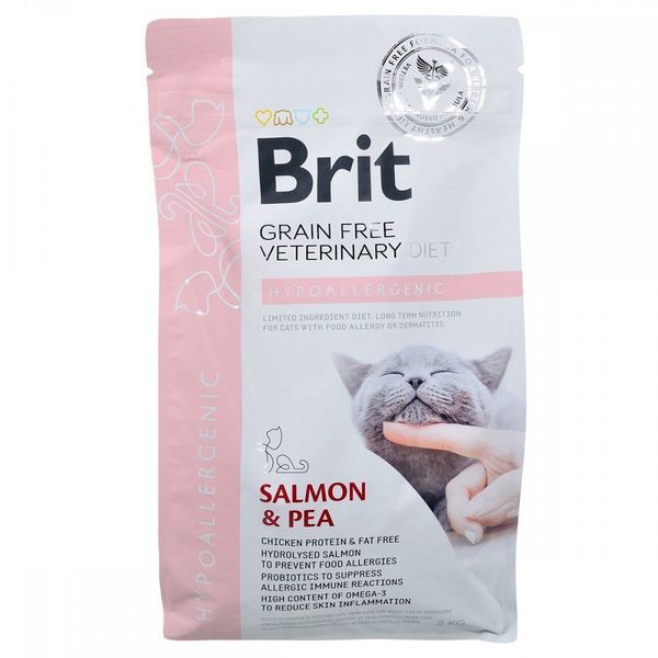Корм сухий Brit Grain Free VetDiet Cat Hypoallergenic для котів з харчовою алергією та непереносимістю з лососем та горохом 170960/528370 фото