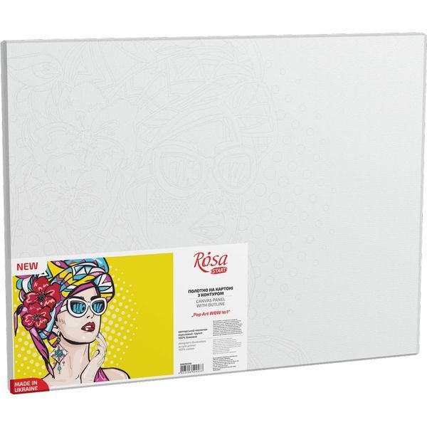 Полотно на картоні з контуром, &bdquo;Pop Art WOW 1&ldquo;, 30х40, бавовна, акрил, ROSA START GPA284318 4823098524533 4823098524533 фото