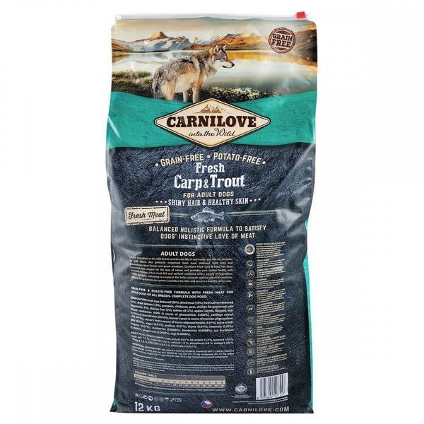 Корм сухий Carnilove Fresh Carp and Trout for Adult dogs для дорослих собак усіх порід з коропом та фореллю 12 кг 8595602527557 170872/7557 фото
