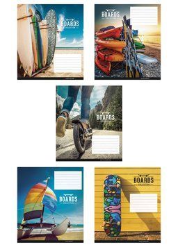 Зошит учнівський, набір 5 шт, Boards collection ВД-лак. Зошит Star у клітинку 24арк. 3381 4820006472108 4820006472108_024-3381K фото