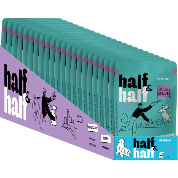 Корм вологий Half&Half Duck in Gravy for Adult Dogs шматочки качки в соусі для дорослих собак 100 г 4820261921243 фото