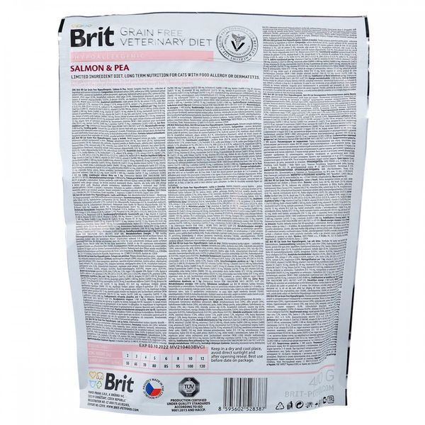 Корм сухий Brit Grain Free VetDiet Cat Hypoallergenic для котів з харчовою алергією та непереносимістю з лососем та горохом 170961/528387 фото