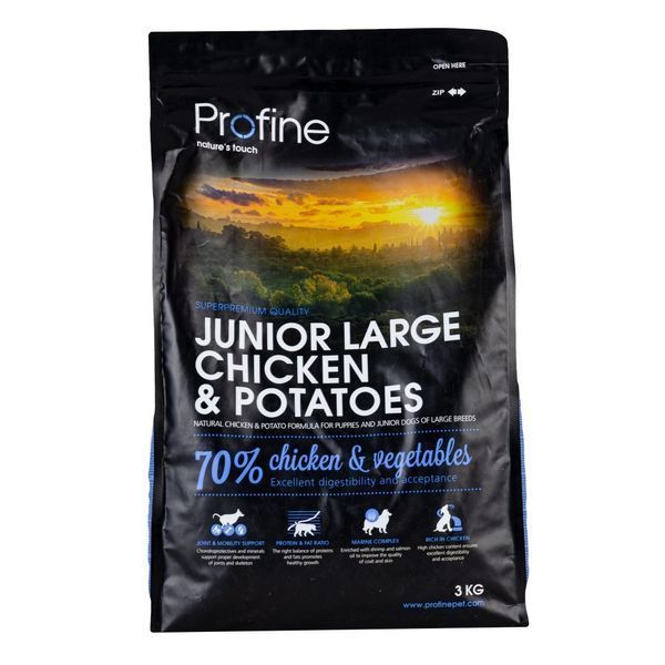 Корм сухий Profine Junior Large Breed для цуценят та молодих собак великих порід вагою від 25 кг з куркою та картоплею 3 кг 170535/7398***** фото
