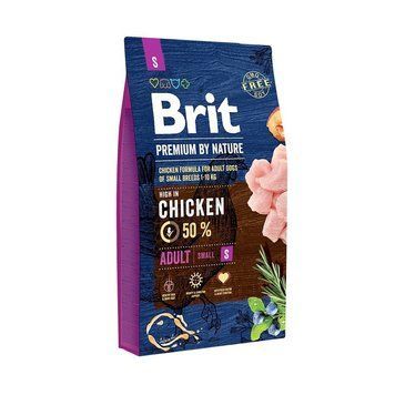 Корм сухий Brit Premium Dog Adult S для дорослих собак дрібних порід вагою 1-10 кг з куркою 8 кг 8595602526307 170811/6307 фото