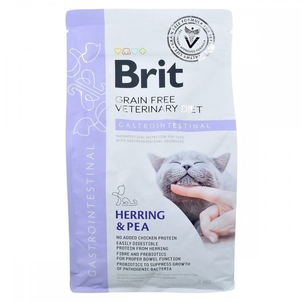 Корм сухий Brit Grain Free VetDiet Cat Gastrointestinal для котів при порушенні травлення з оселедцем лососем яйцем та горохом 170963/528424 фото