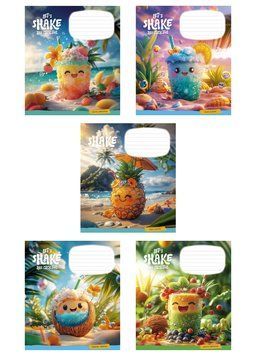 Комплект 5 шт учнівських зошитів Exotic drinks. Зошит Школярик 12 арк. у косу лінію 3541 4820006473204 4820006470456_012-3541C фото