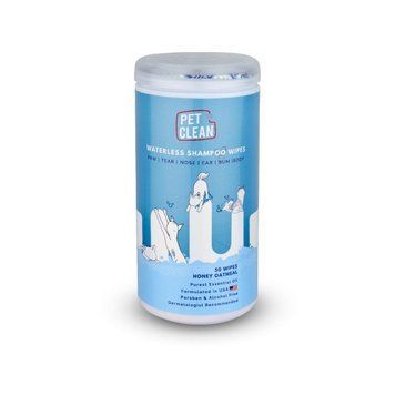 Серветки вологі Pet Clean PET WATERLESS SHAMPOO WIPES для домашніх тварин швидке очищення складок з медово-вівсяним ароматом 8939111098762 8939111098762 фото
