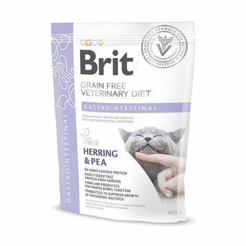 Корм сухий Brit Grain Free VetDiet Cat Gastrointestinal для котів з порушеним травленням з оселедцем лососем яйцем та горохом 170964/528431 фото