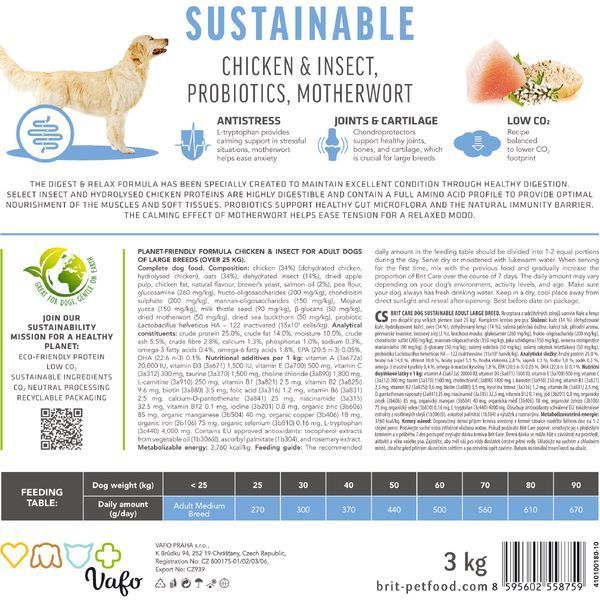 Корм сухий Brit Care Dog Sustainable Adult Large Breed для дорослих собак великих порід з куркою та комахами 12 кг 8595602558742 8595602558742 фото