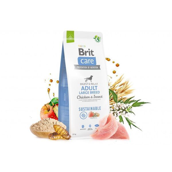 Корм сухий Brit Care Dog Sustainable Adult Large Breed для дорослих собак великих порід з куркою та комахами 12 кг 8595602558742 8595602558742 фото