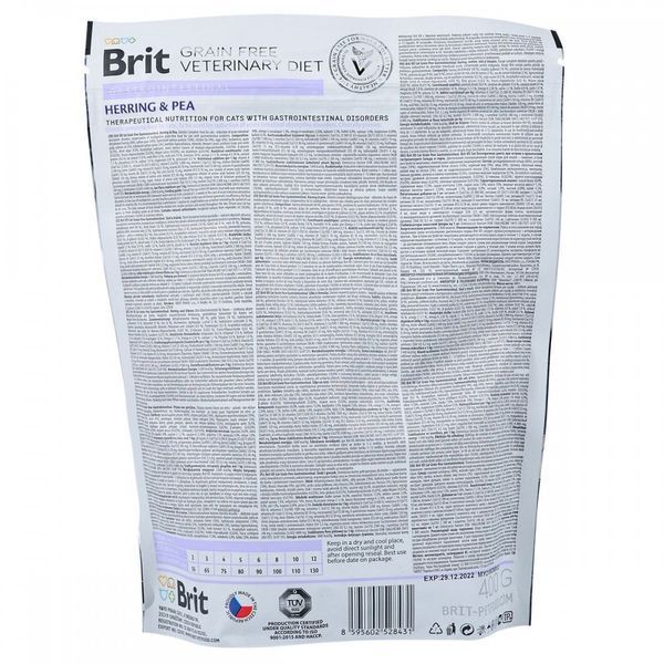 Корм сухий Brit Grain Free VetDiet Cat Gastrointestinal для котів з порушеним травленням з оселедцем лососем яйцем та горохом 170964/528431 фото